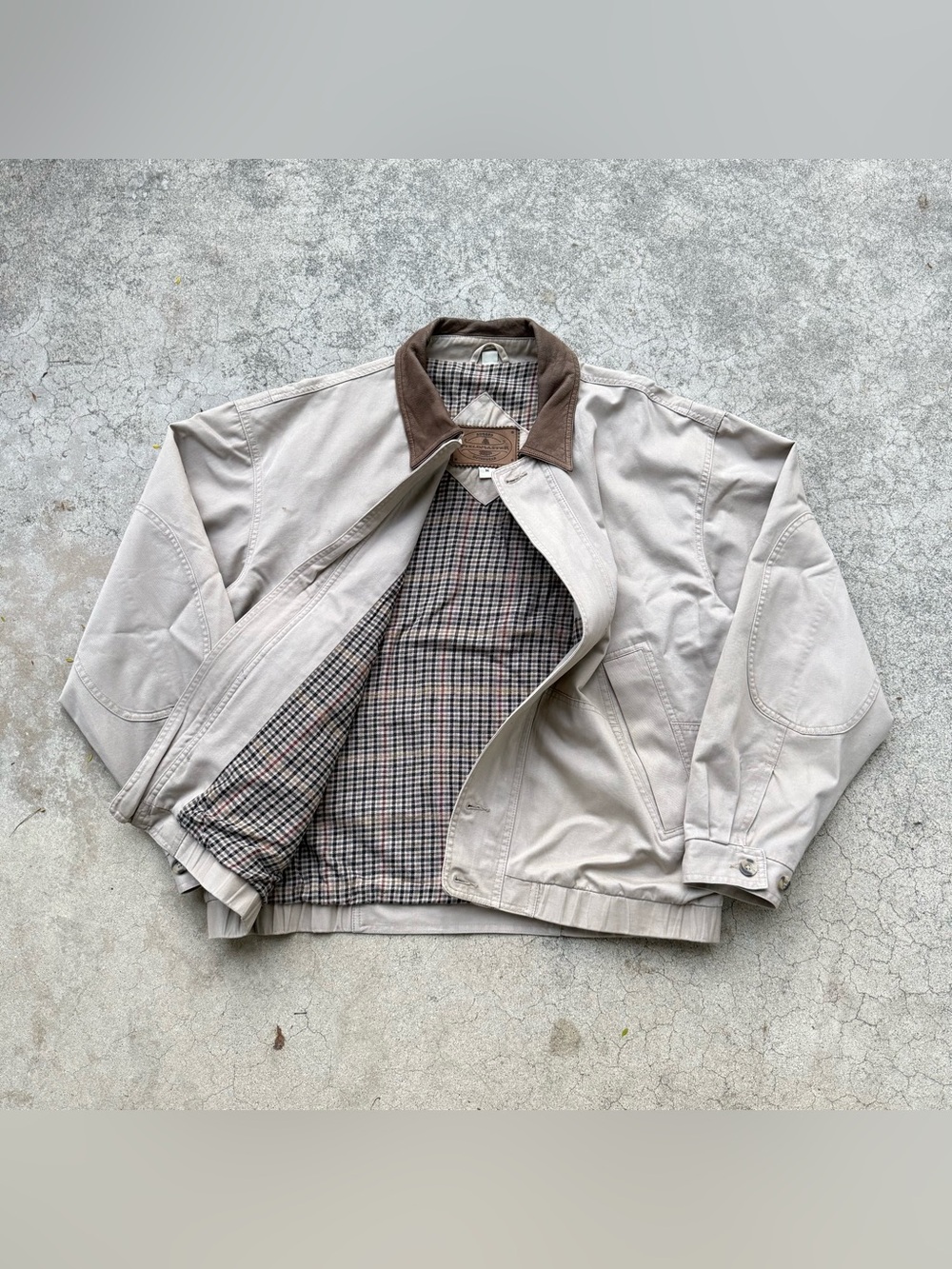 Vintage FIELDMASTER Harrington Flannel Lined Cream Tan Jacket